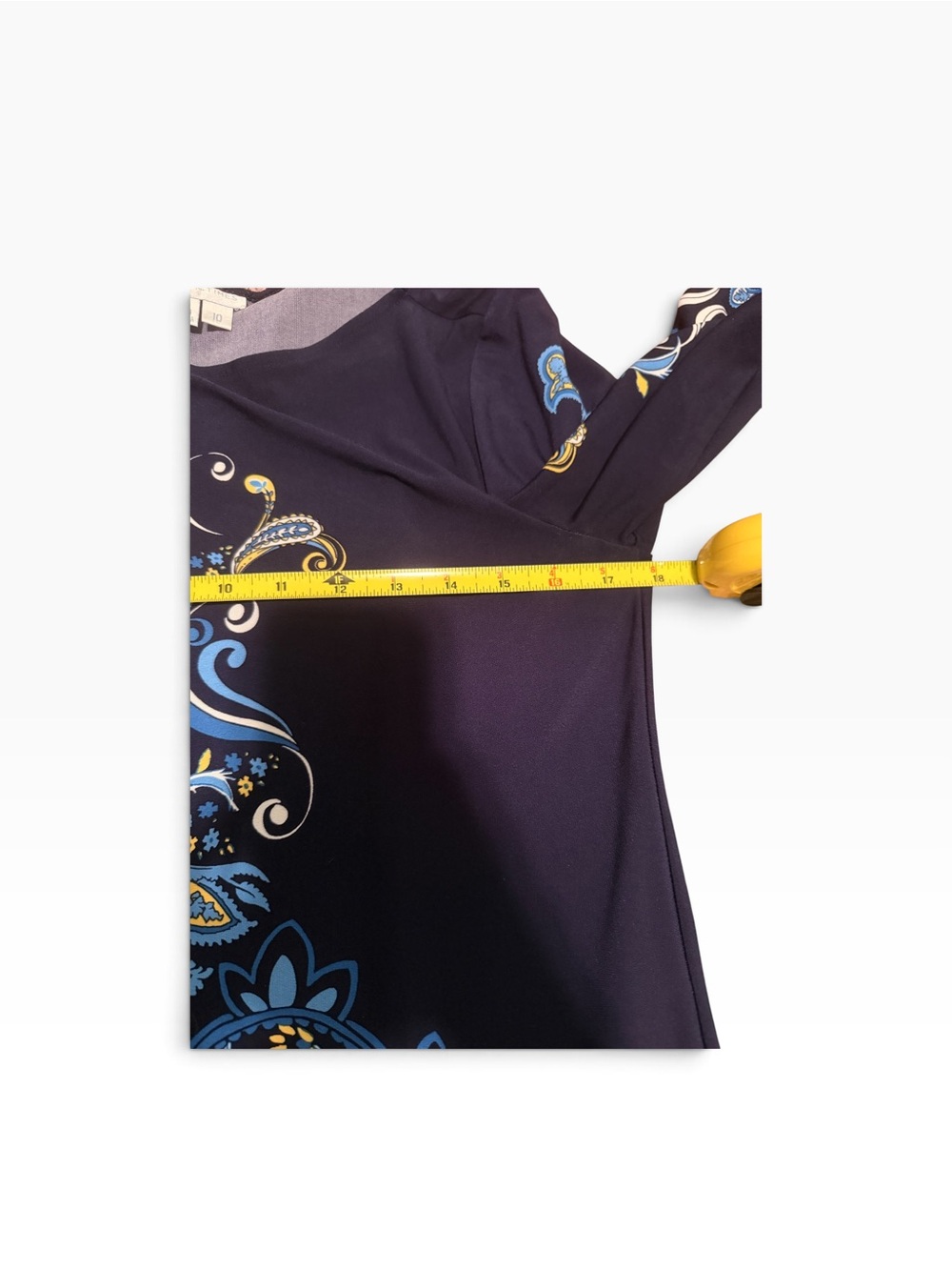 Maggy London | London Times | Navy Blue Paisley-Print Midi Dress | Size 10 - Picture 5 of 6